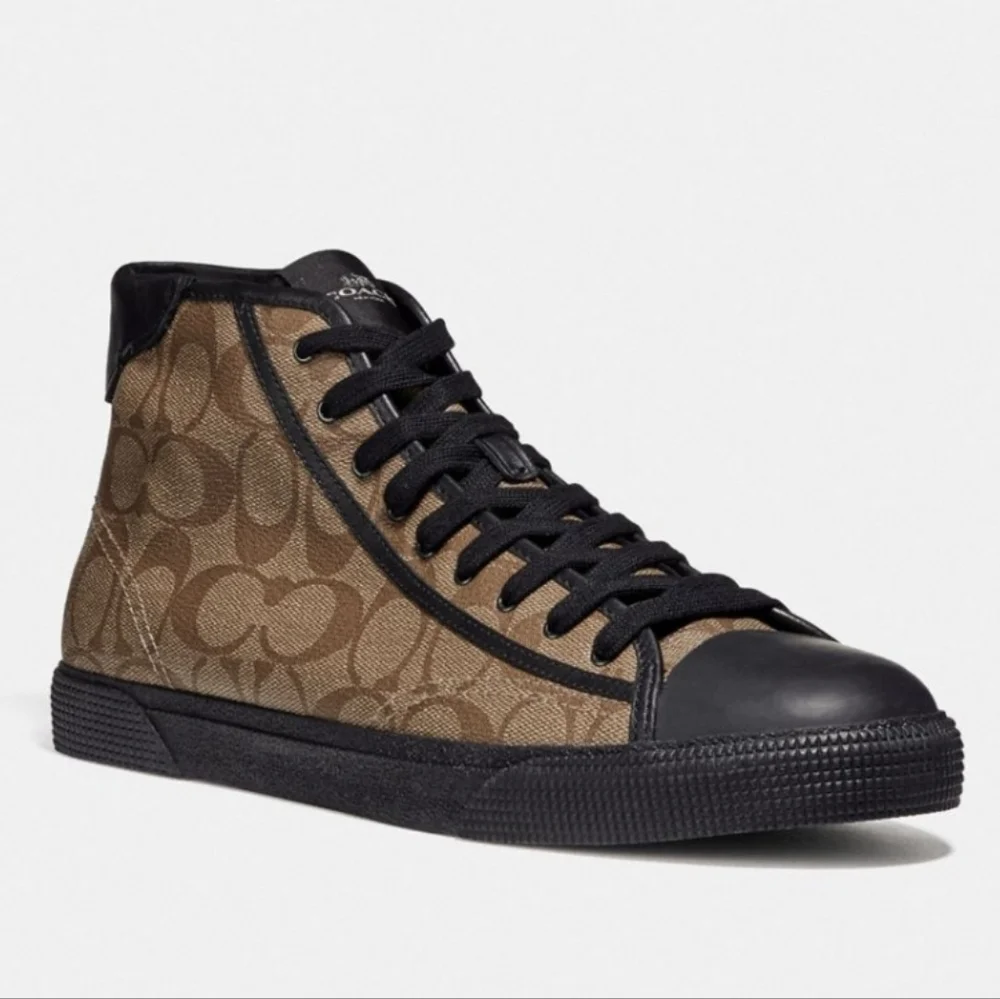 Coach Sig Hi-Top Lace Up Logo Sneakers Men 10.5 Like New